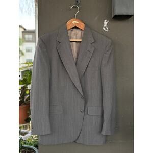 Vintage Adams Row Made in USA Mens 44R 2-Button Blazer Sport Coat Grey Pinstripe